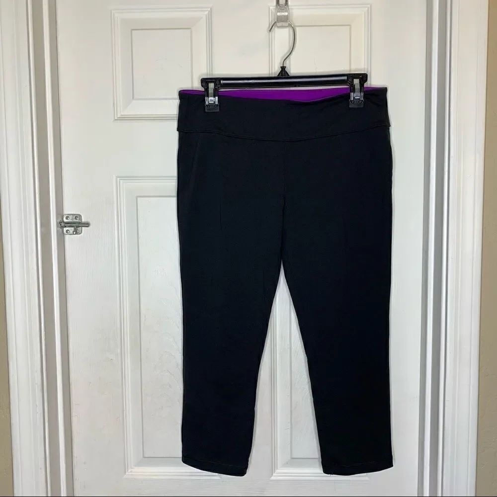 VSX Sexy Sport Black Cropped Leggings Purple Trim